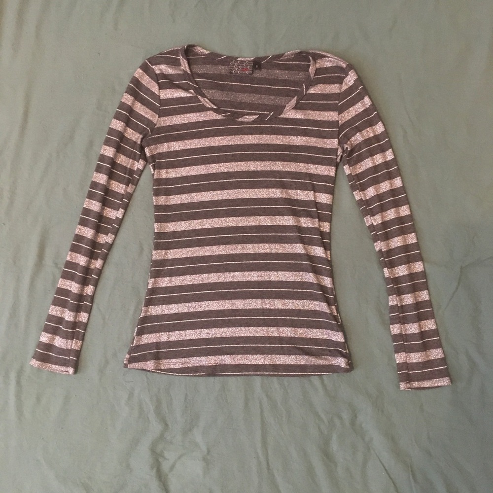 M Heart M Black and silver striped long sleeve top. Size S